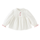 Dave&Bella Toddler Girls White Sweet Tiny Red Floral Soft Comfortable Cotton T-shirts