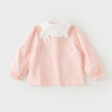 Dave&Bella Toddler Girls Pink Rabbit Polo Collar Soft Cute T-shirt
