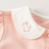 Dave&Bella Toddler Girls Pink Rabbit Polo Collar Soft Cute T-shirt