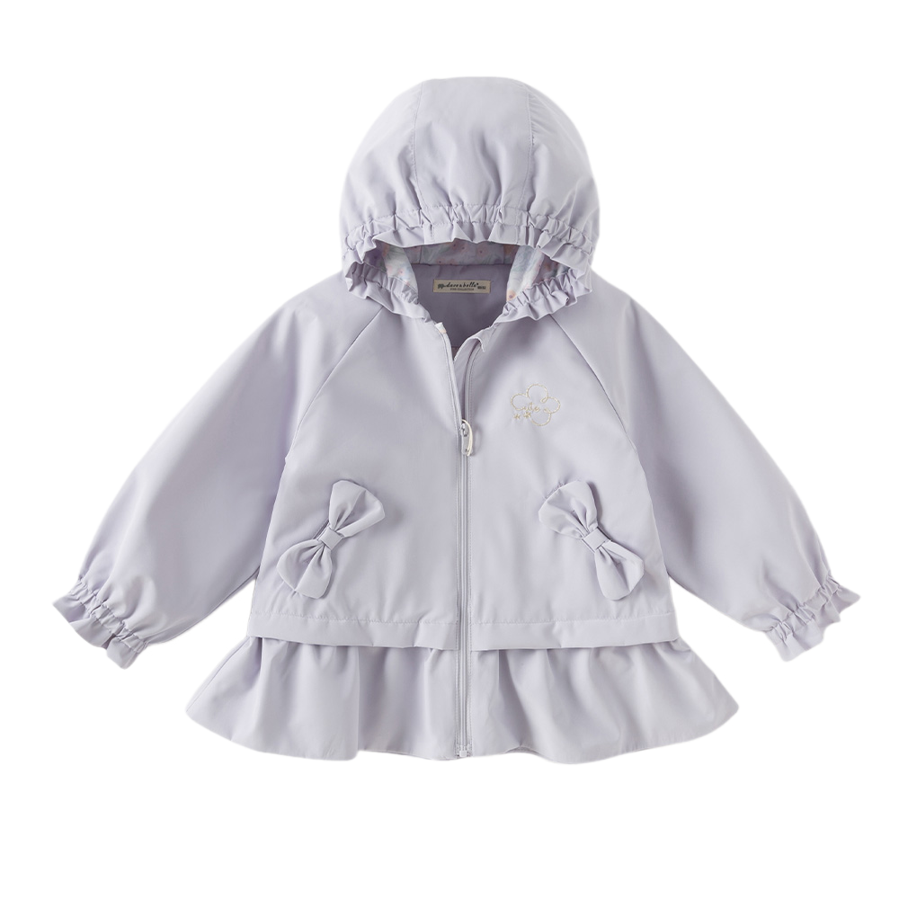 Dave&Bella Toddler Girls Purple Cute Bow Soft Outdoor Long Sleeve Hooded Jackets