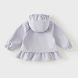 Dave&Bella Toddler Girls Purple Cute Bow Soft Outdoor Long Sleeve Hooded Jackets