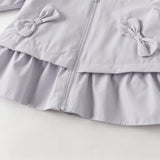 Dave&Bella Toddler Girls Purple Cute Bow Soft Outdoor Long Sleeve Hooded Jackets
