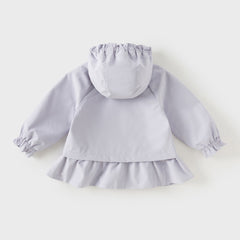 Dave&Bella Toddler Girls Purple Cute Bow Soft Outdoor Long Sleeve Hooded Jackets