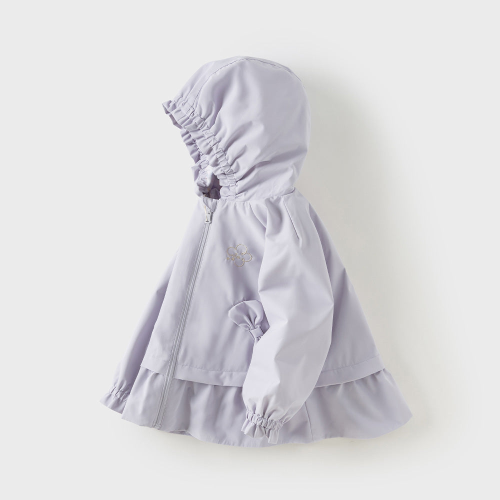 Dave&Bella Toddler Girls Purple Cute Bow Soft Outdoor Long Sleeve Hooded Jackets