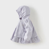 Dave&Bella Toddler Girls Purple Cute Bow Soft Outdoor Long Sleeve Hooded Jackets