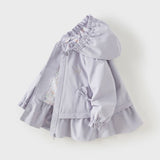 Dave&Bella Toddler Girls Purple Cute Bow Soft Outdoor Long Sleeve Hooded Jackets