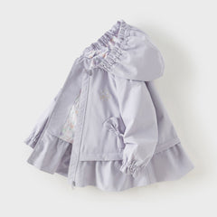 Dave&Bella Toddler Girls Purple Cute Bow Soft Outdoor Long Sleeve Hooded Jackets