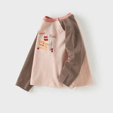 Dave&Bella Toddler Girls Pink Cake Print Soft Comfortable Casual Cotton T-shirts