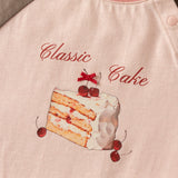 Dave&Bella Toddler Girls Pink Cake Print Soft Comfortable Casual Cotton T-shirts