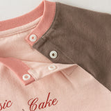 Dave&Bella Toddler Girls Pink Cake Print Soft Comfortable Casual Cotton T-shirts