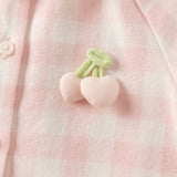 Dave&Bella Toddler Girls Pink White Plaid Sweet Doll Collar Soft Cotton Shirts