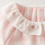 Dave&Bella Toddler Girls Pink White Plaid Sweet Doll Collar Soft Cotton Shirts