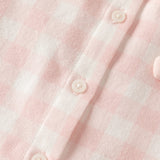 Dave&Bella Toddler Girls Pink White Plaid Sweet Doll Collar Soft Cotton Shirts