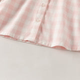 Dave&Bella Toddler Girls Pink White Plaid Sweet Doll Collar Soft Cotton Shirts