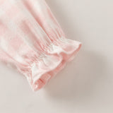 Dave&Bella Toddler Girls Pink White Plaid Sweet Doll Collar Soft Cotton Shirts