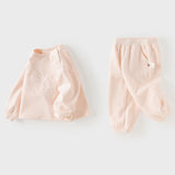Dave&Bella Toddler Girls Pink Cute Rabbit Print Simple Pants Suits
