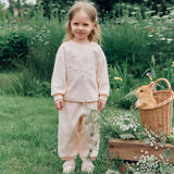 Dave&Bella Toddler Girls Pink Cute Rabbit Print Simple Pants Suits