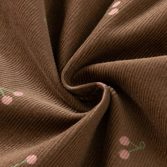 Dave&Bella Toddler Girls Brown Cherry Print Doll Collar Cozy Cotton A-line Dress