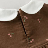 Dave&Bella Toddler Girls Brown Cherry Print Doll Collar Cozy Cotton A-line Dress
