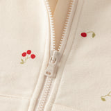 Dave&Bella Toddler Girls Beige Cherry Print Comfortable Hooded Pant Suits