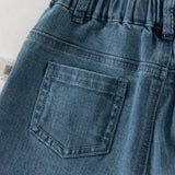 Dave&Bella Toddler Girls Denim Blue Fashion Loose Comfortable Jeans