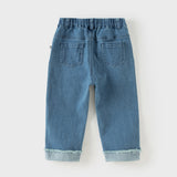 Dave&Bella Toddler Girls Denim Blue Fashion Loose Comfortable Jeans