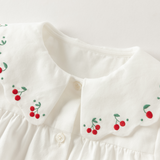 Dave&Bella Toddler Girls Beige Cherry Embroidery Doll Collar Cozy Cotton Shirts