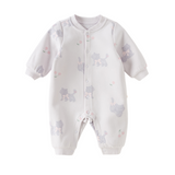 Dave&Bella Baby Girls/Boys Purple/Green Cute Print Warm Fleece Lined Rompers
