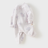 Dave&Bella Baby Girls/Boys Purple/Green Cute Print Warm Fleece Lined Rompers