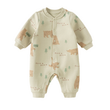 Dave&Bella Baby Girls/Boys Purple/Green Cute Print Warm Fleece Lined Rompers