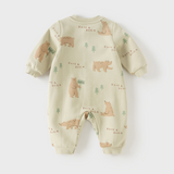 Dave&Bella Baby Girls/Boys Purple/Green Cute Print Warm Fleece Lined Rompers
