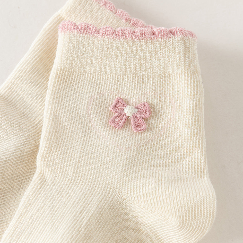 Dave&Bella Toddler Girls Pink White Soft Comfortable Leightweigh Socks