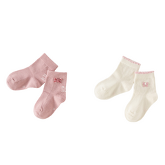 Dave&Bella Toddler Girls Pink White Soft Comfortable Leightweigh Socks