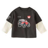 Dave&Bella Toddler Boys Gray Car Print Casual Comfortable Cozy Cotton T-shirts