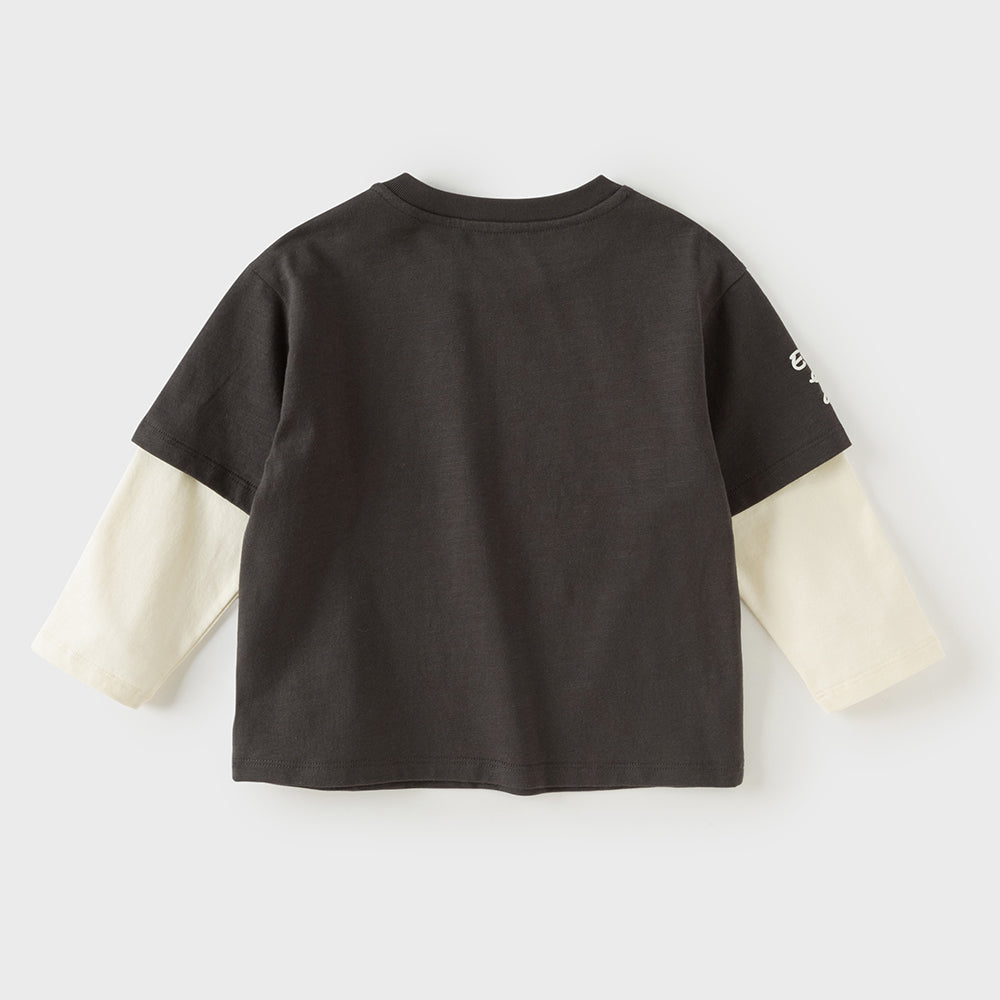 Dave&Bella Toddler Boys Gray Car Print Casual Comfortable Cozy Cotton T-shirts