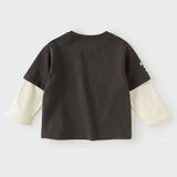 Dave&Bella Toddler Boys Gray Car Print Casual Comfortable Cozy Cotton T-shirts