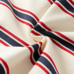 Dave&Bella Toddler Boys Red Blue Striped Polo Collar Casual Long Sleeve Polos