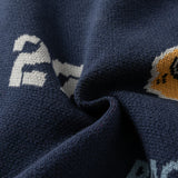 Dave&Bella Toddler Boys Navy Car Jacquard V-neck Cozy Cotton Cardigans