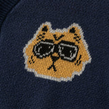 Dave&Bella Toddler Boys Navy Car Jacquard V-neck Cozy Cotton Cardigans