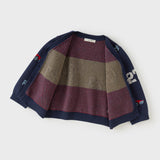 Dave&Bella Toddler Boys Navy Car Jacquard V-neck Cozy Cotton Cardigans