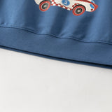 Dave&Bella Toddler Boys Blue Car Print Casual Soft Sweatshirt Tops