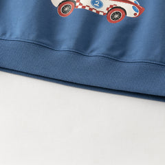 Dave&Bella Toddler Boys Blue Car Print Casual Soft Sweatshirt Tops