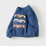Dave&Bella Toddler Boys Blue Car Print Casual Soft Sweatshirt Tops