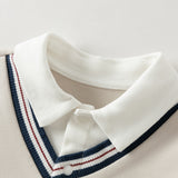 Dave&Bella Baby Boys Grey Turndown Collar Preppy Fake Two-Piece Rompers