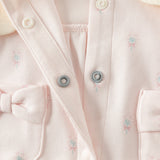 Dave&Bella Toddler Girls Pink Print Mock Two-Piece Doll Collar Soft Cotton Rompers