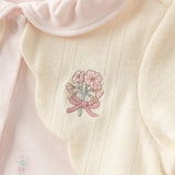 Dave&Bella Toddler Girls Pink Print Mock Two-Piece Doll Collar Soft Cotton Rompers