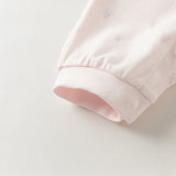 Dave&Bella Toddler Girls Pink Print Mock Two-Piece Doll Collar Soft Cotton Rompers
