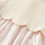 Dave&Bella Toddler Girls Pink Print Mock Two-Piece Doll Collar Soft Cotton Rompers