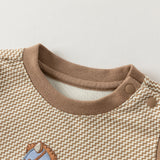 Dave&Bella Toddler Boys Brown Cute Horse Print Soft Comfortable Cotton Rompers
