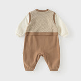 Dave&Bella Toddler Boys Brown Cute Horse Print Soft Comfortable Cotton Rompers